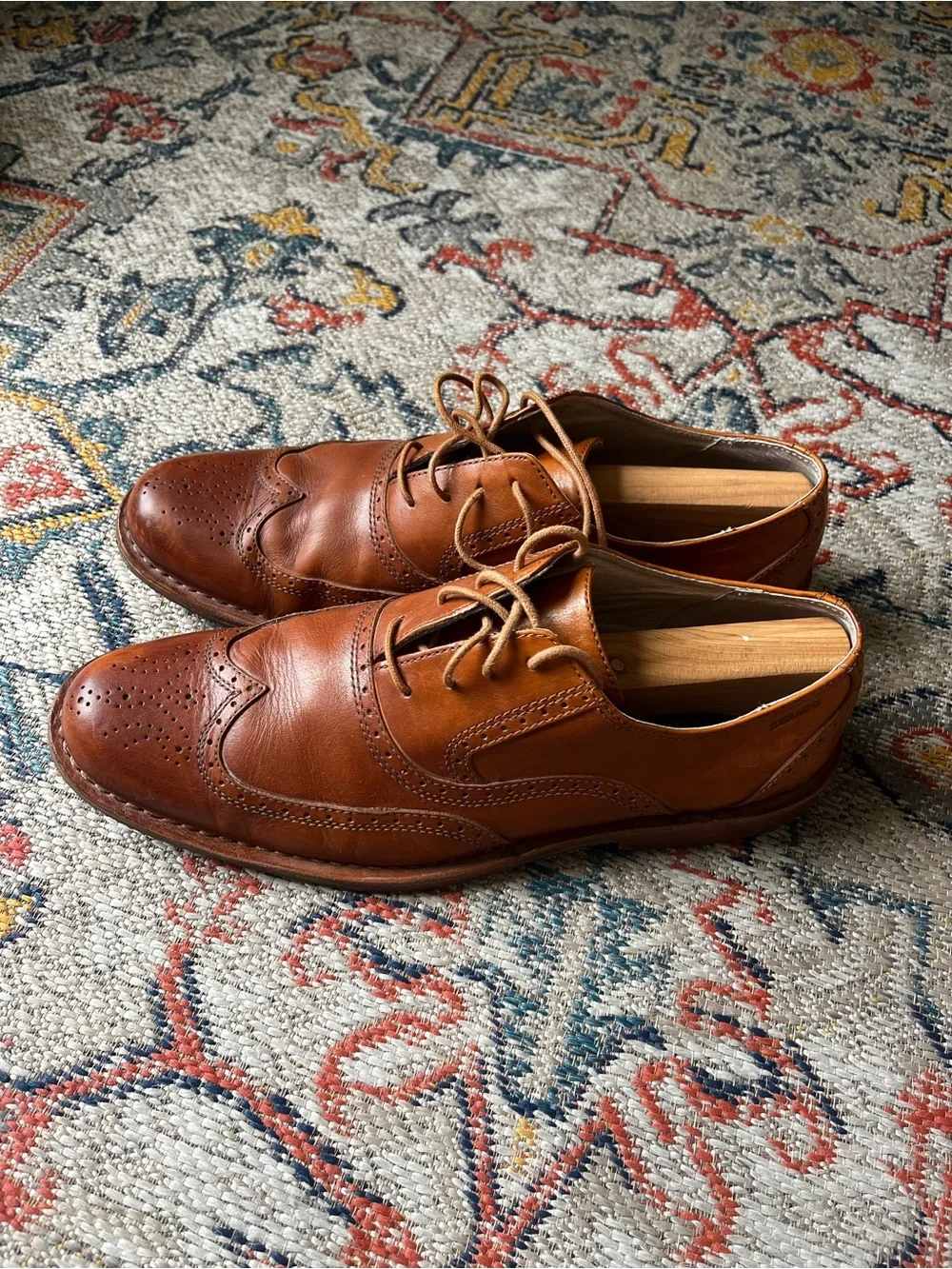 Men's Classic Leather Wingtip Oxfords in Brown 10.5